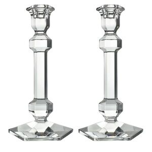Val St Lambert Gardenia Crystal Candle Holders - Set of Two